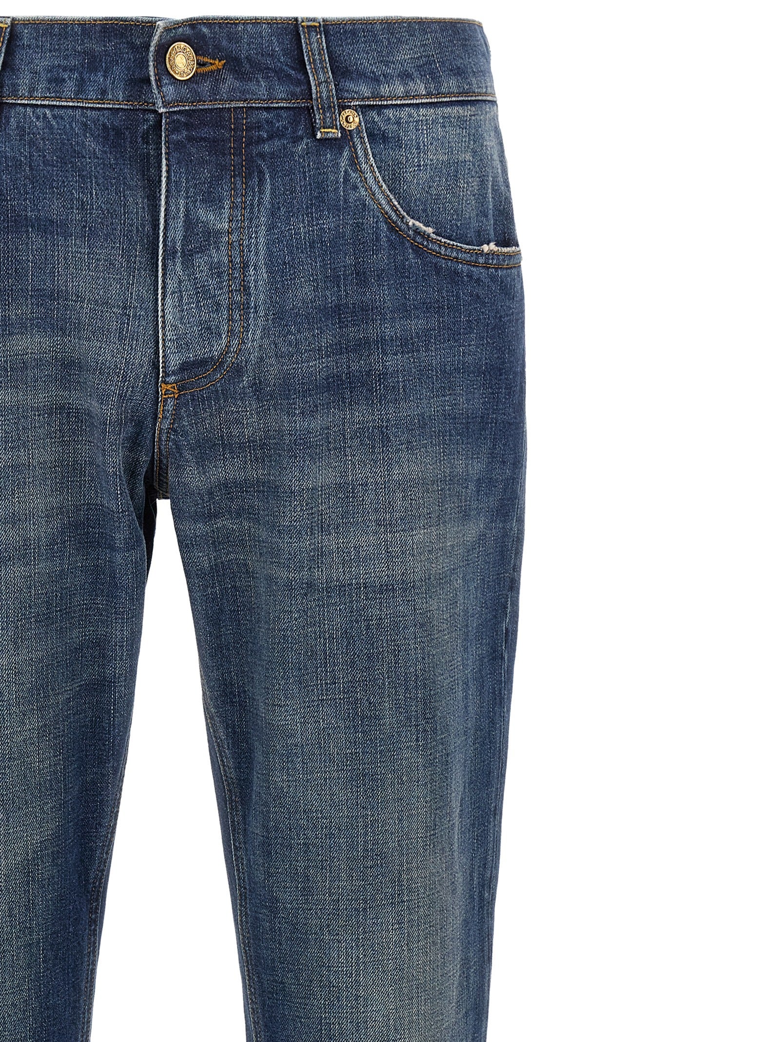 Elevate your wardrobe with Dolce & Gabbana's Blue Cotton Straight-Leg Jeans, where luxurious craftsmanship meets timeless elegance for the discerning individual.