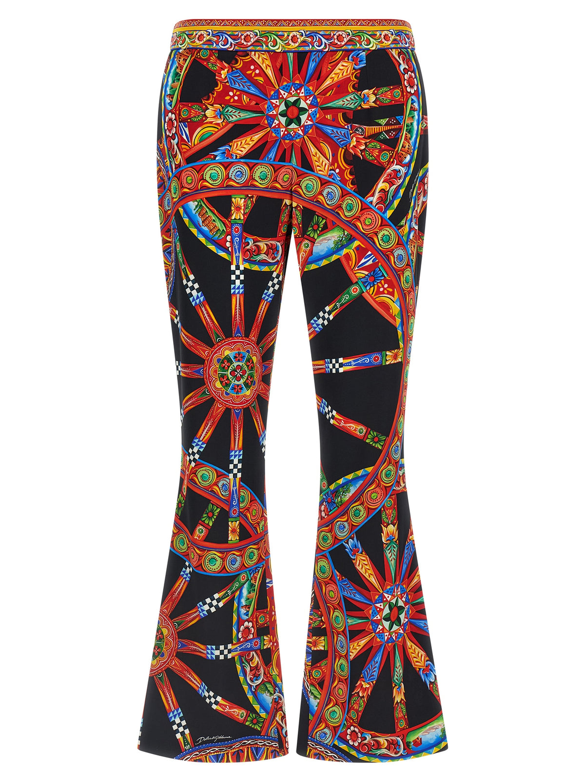 Dolce & Gabbana Multicolor Silk Flared Pants - Timeless Luxury