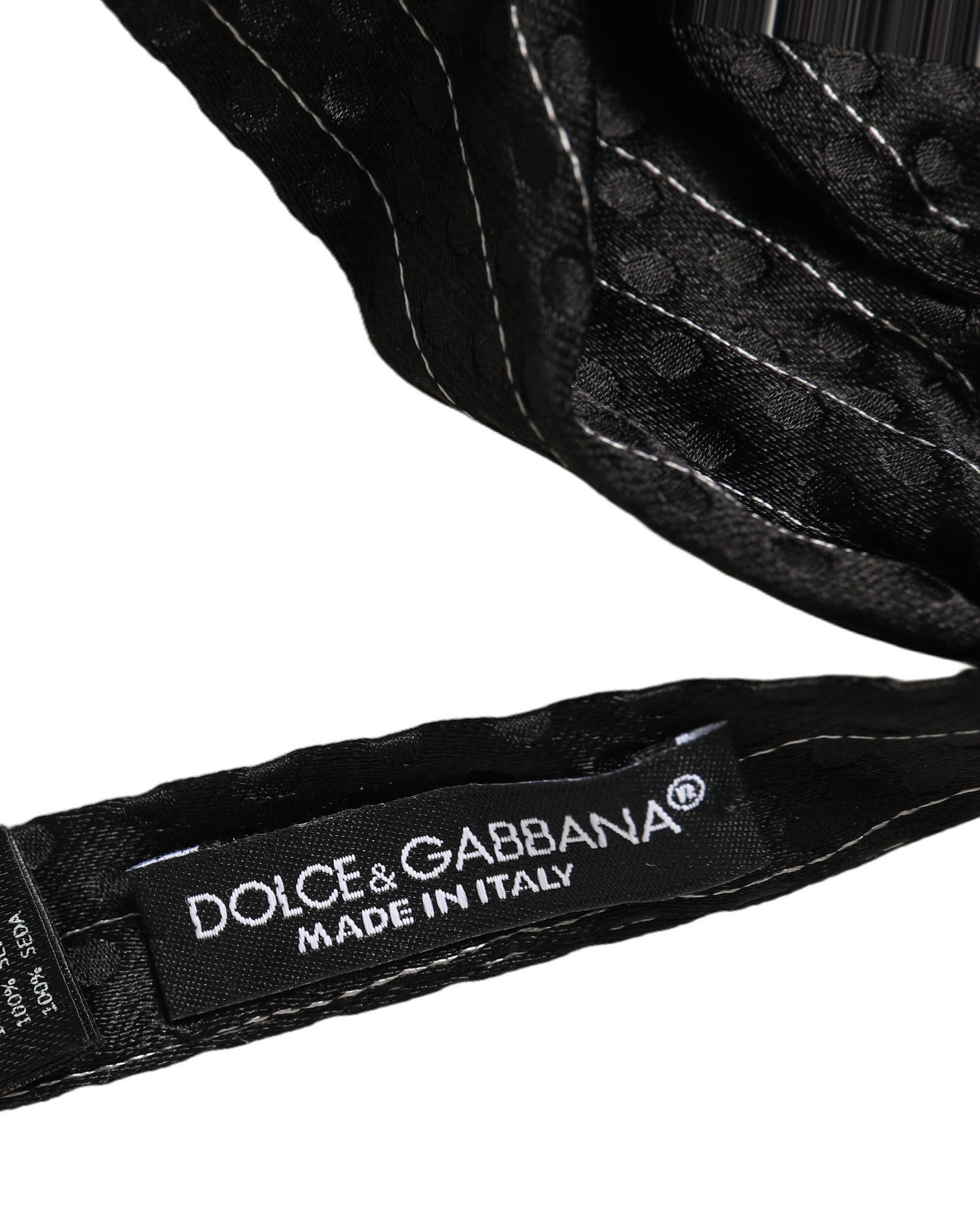 Dolce & Gabbana Black Silk Pinstripe Bow Tie - Luxurious Elegance