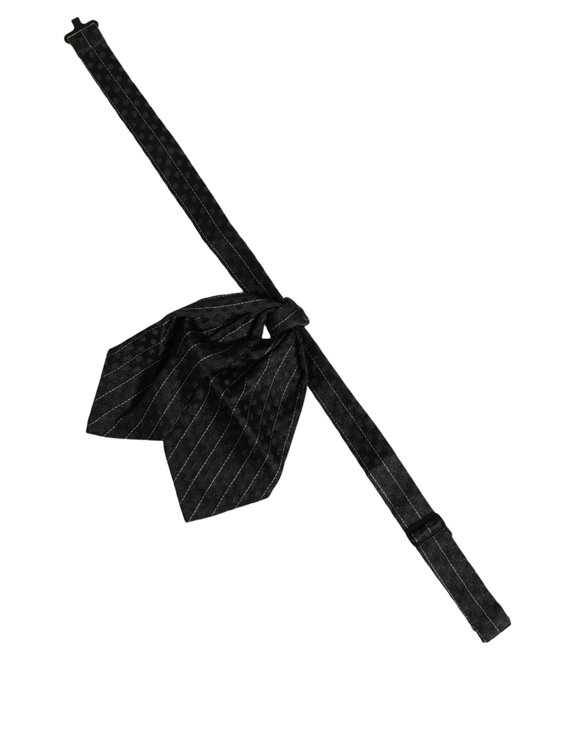 Dolce & Gabbana Black Silk Pinstripe Bow Tie - Timeless Elegance