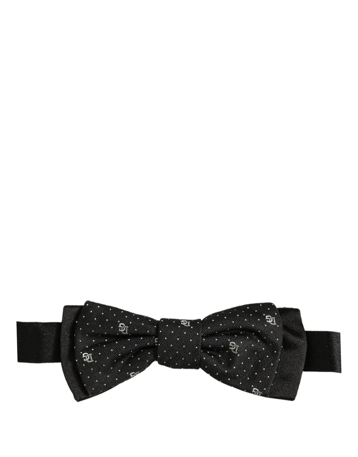 Elevate your style with the Dolce & Gabbana Black DG Polka Dot Bow Tie, a masterpiece of silk craftsmanship that embodies sophistication and timeless elegance for any occasion.