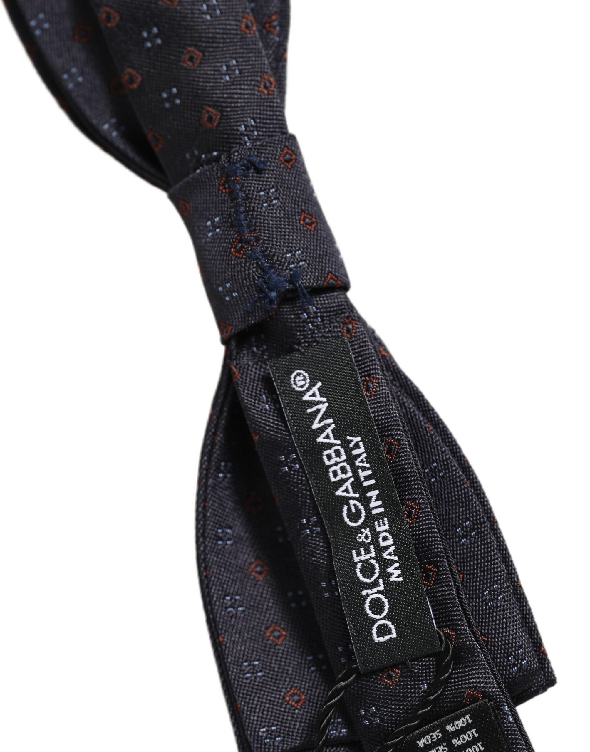 Dolce & Gabbana Black Silk Bow Tie with Red Diamond Pattern
