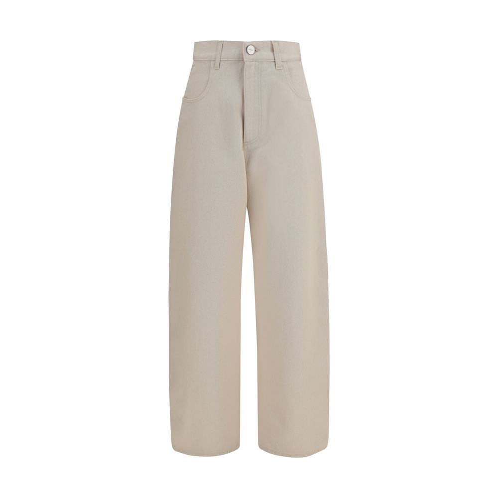 Experience effortless luxury with Rohe Beige Cotton Straight-Leg Jeans, crafted from pure raw cotton denim. Elevate your wardrobe with timeless sophistication.