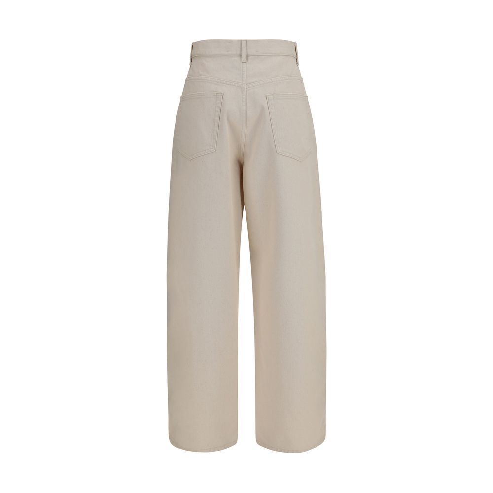 Discover the Rohe Beige Cotton Straight-Leg Jeans, a masterpiece of pure raw cotton denim, embodying effortless luxury and timeless elegance for the discerning individual.