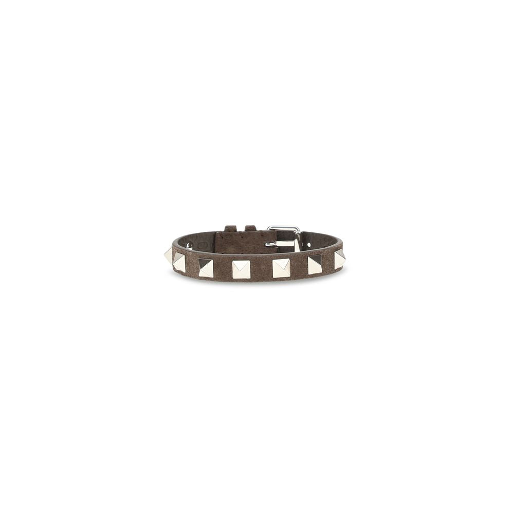 Valentino Garavani Brown Calf Leather Rockstud Bracelet - Luxury Accessory