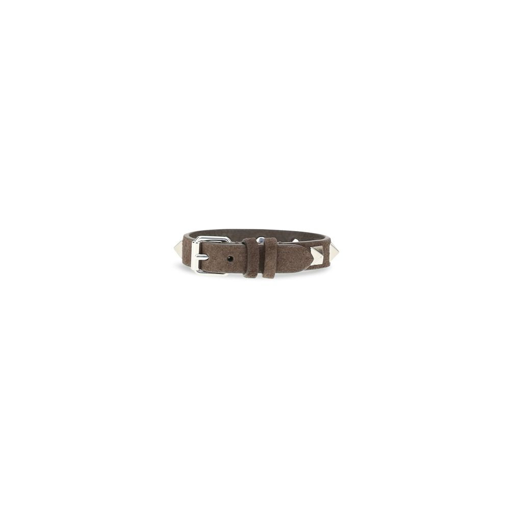 Valentino Garavani Brown Calf Leather Rockstud Bracelet - Luxury Accessory