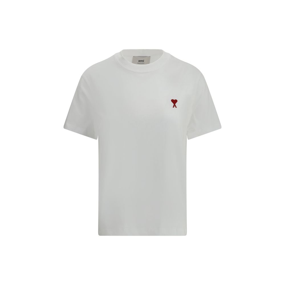 Elevate your wardrobe with the Ami Paris White Cotton T-Shirt, a timeless blend of luxury and comfort, crafted from 100% cotton for effortless sophistication.