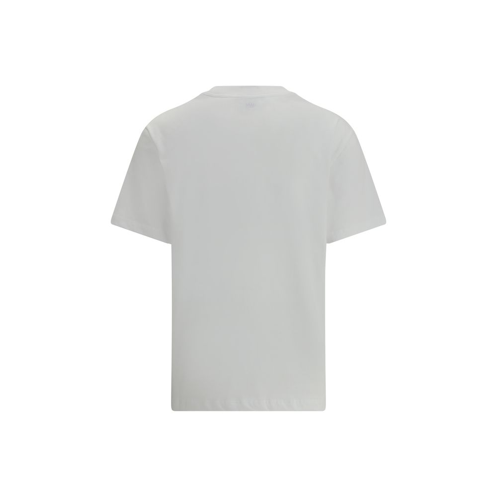 Experience the elevated elegance of the Ami Paris White Cotton T-Shirt, crafted from 100% premium cotton for unparalleled comfort and timeless style in every occasion.