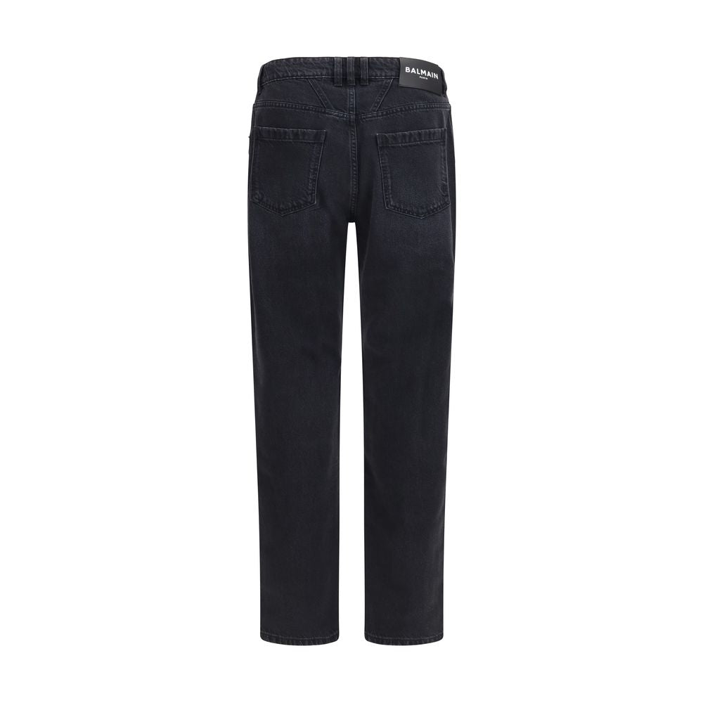 Balmain Black Cotton Straight-Leg Jeans – Luxury Denim Redefined