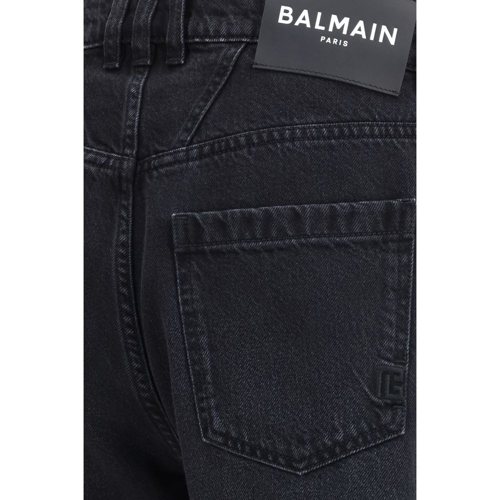 Balmain Black Cotton Straight-Leg Jeans – Timeless Luxury Denim