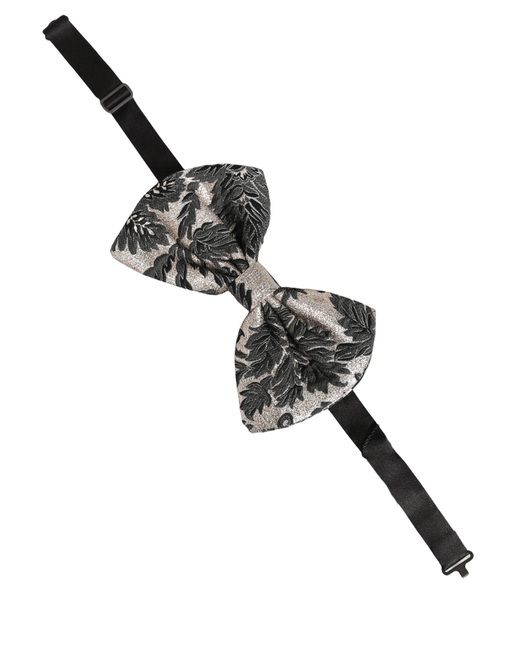 Dolce & Gabbana Black Silver Floral Bow Tie - Luxurious Elegance