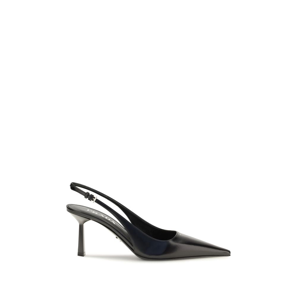 Elevate your elegance with Prada's Black Calf Leather Bos Taurus High Heel Pumps, a timeless blend of luxury and sophistication, designed for the discerning individual.
