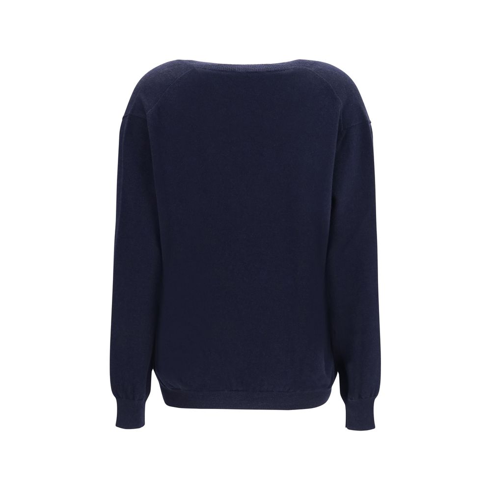 Indulge in the Malo Blue Cashmere Sweater, crafted from the finest cashmere for unparalleled softness and elegance, embodying timeless luxury for discerning tastes.