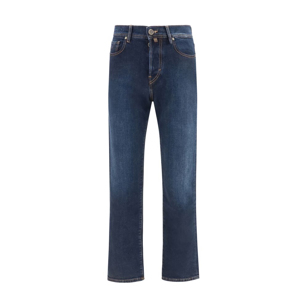 Discover the Jacob Cohen Blue Cotton Straight-Leg Jeans, where exquisite craftsmanship meets timeless elegance, perfect for those who embody luxury and sophistication.
