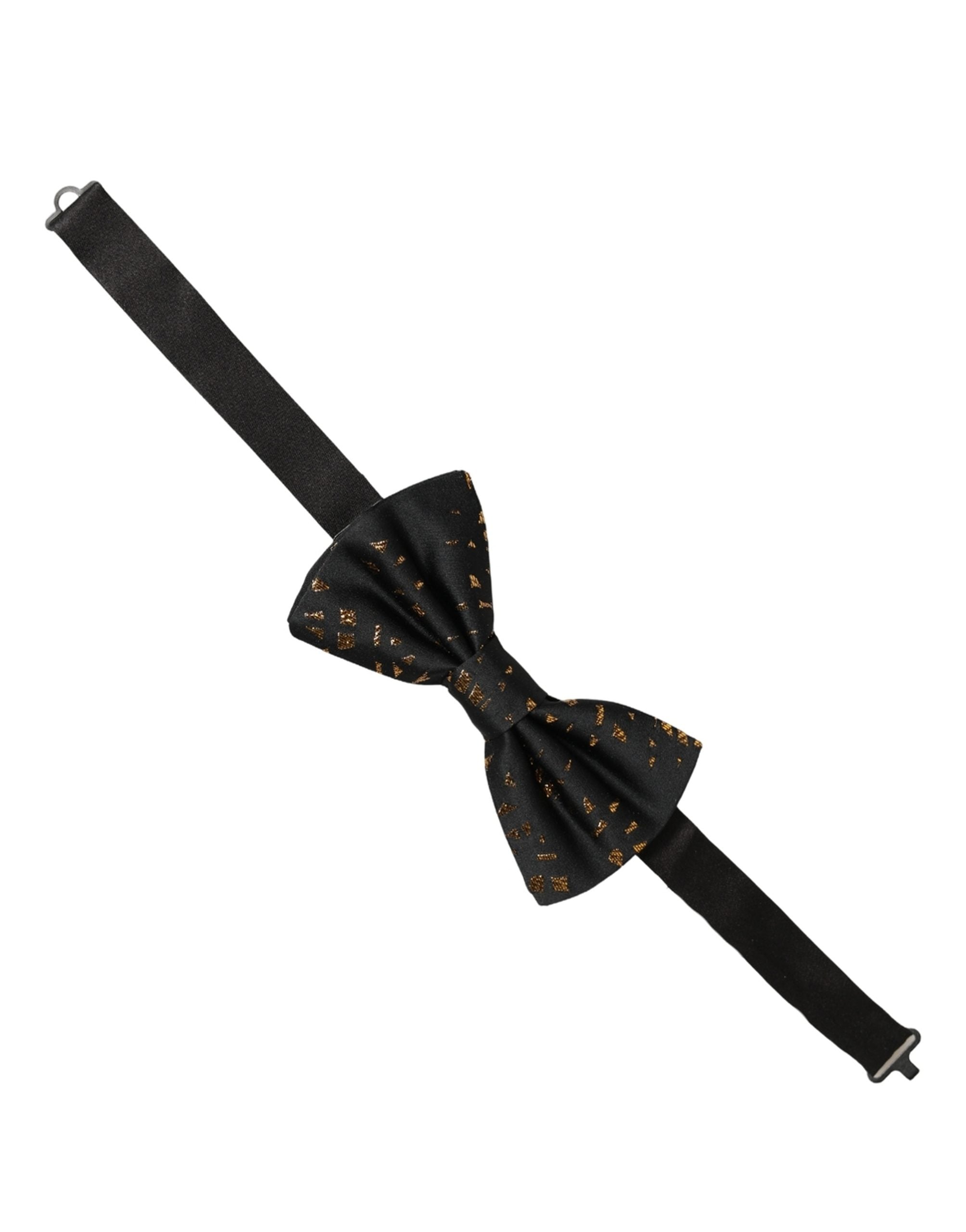 Dolce & Gabbana Silk Black Gold Speckle Bow Tie for Elegance