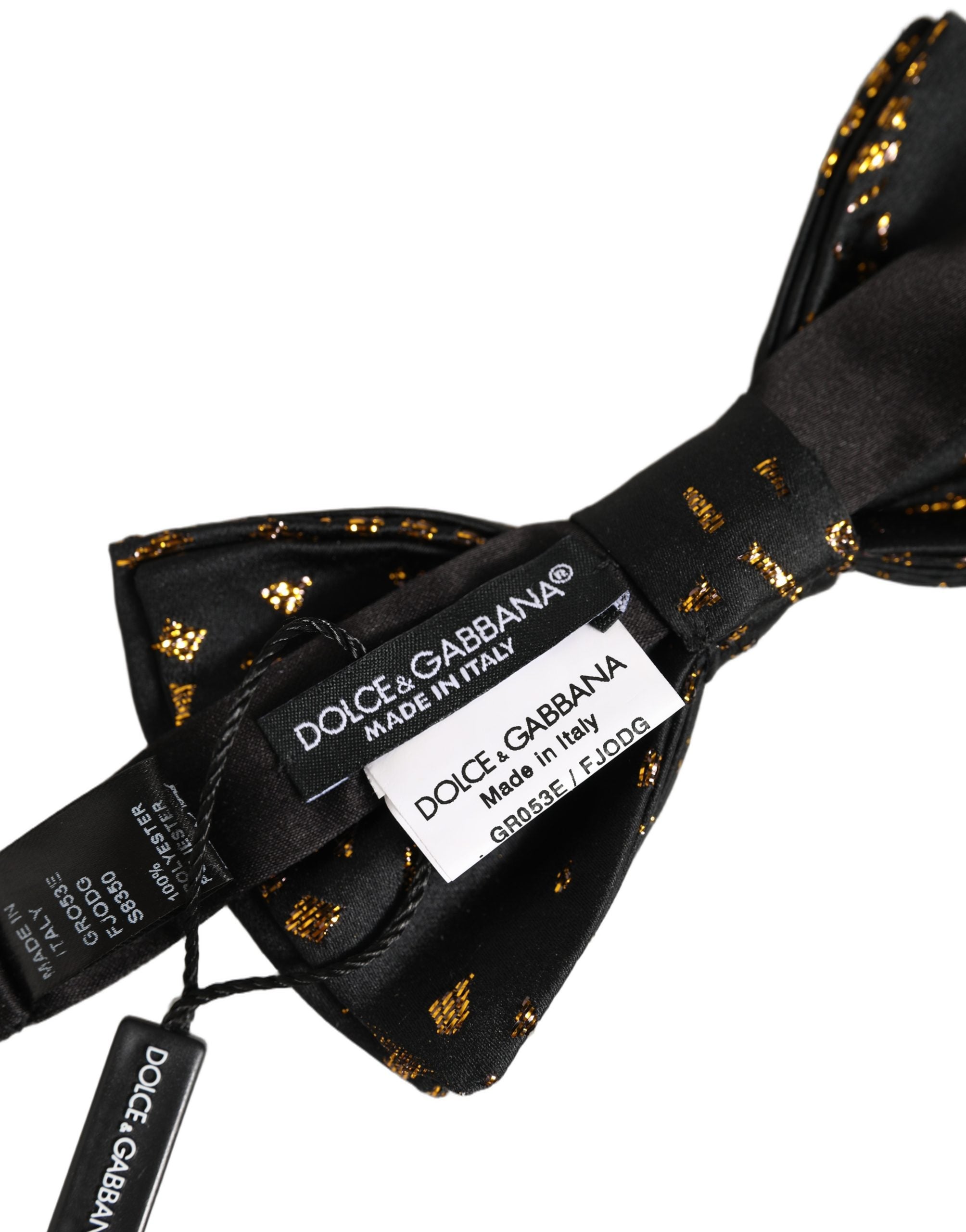 Dolce & Gabbana Silk Black Gold Speckle Bow Tie for Elegance