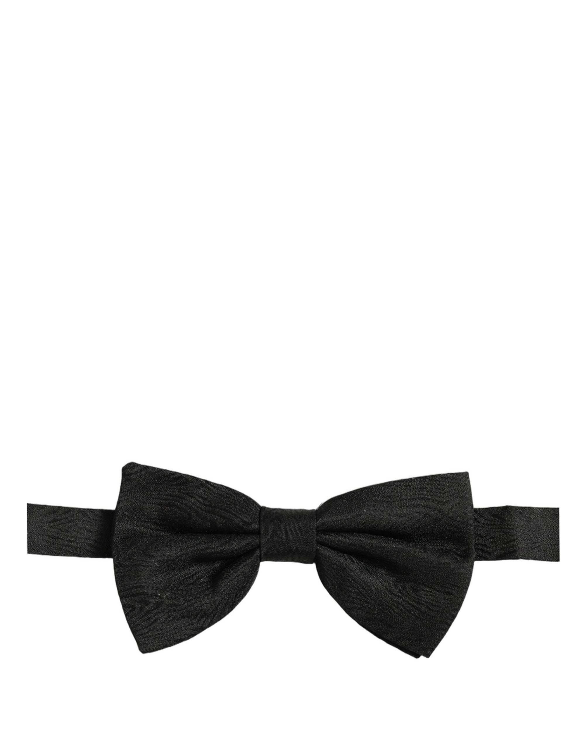 Dolce & Gabbana Black Silk Brocade Bow Tie for Timeless Elegance