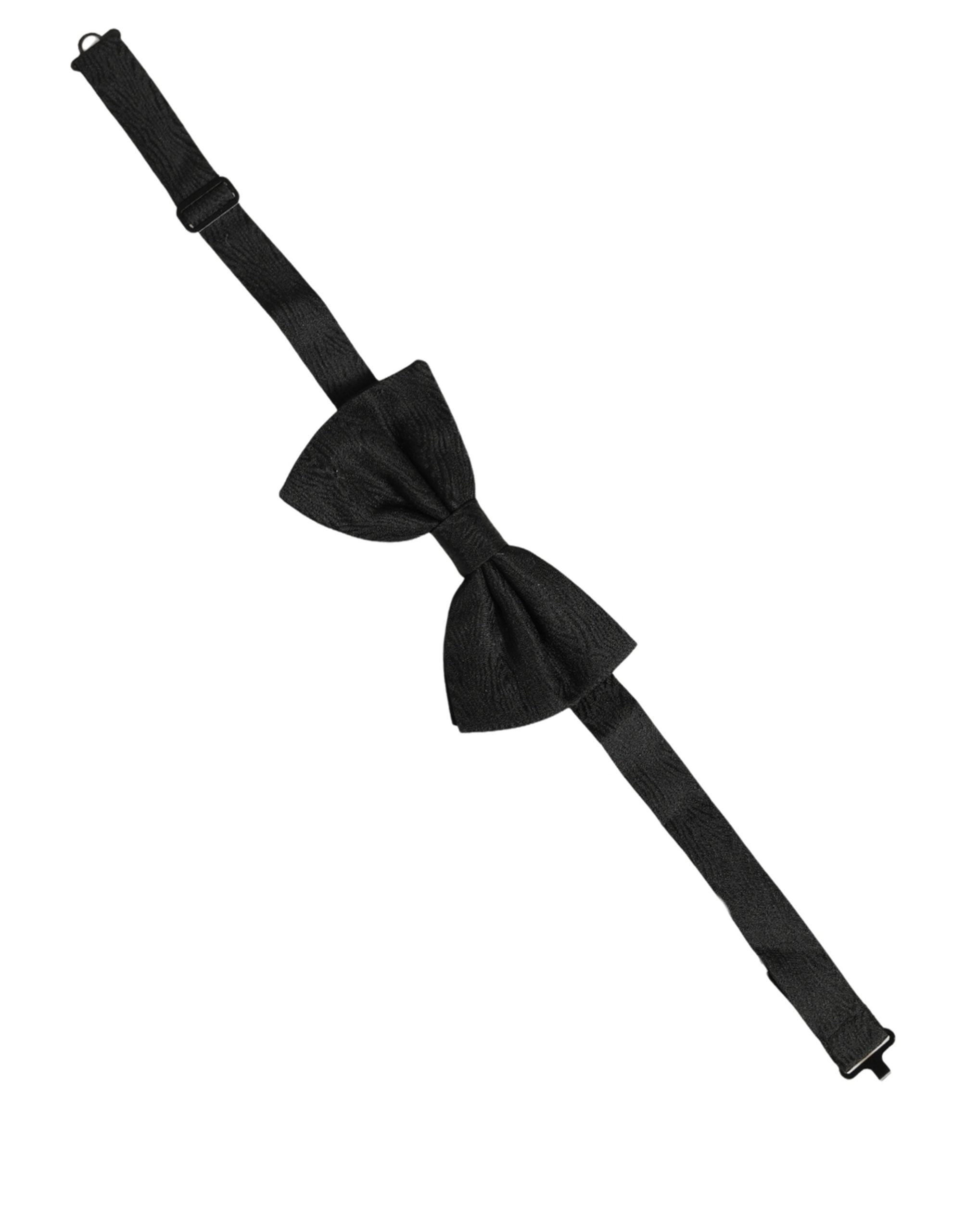 Dolce & Gabbana Black Silk Brocade Bow Tie - Timeless Elegance