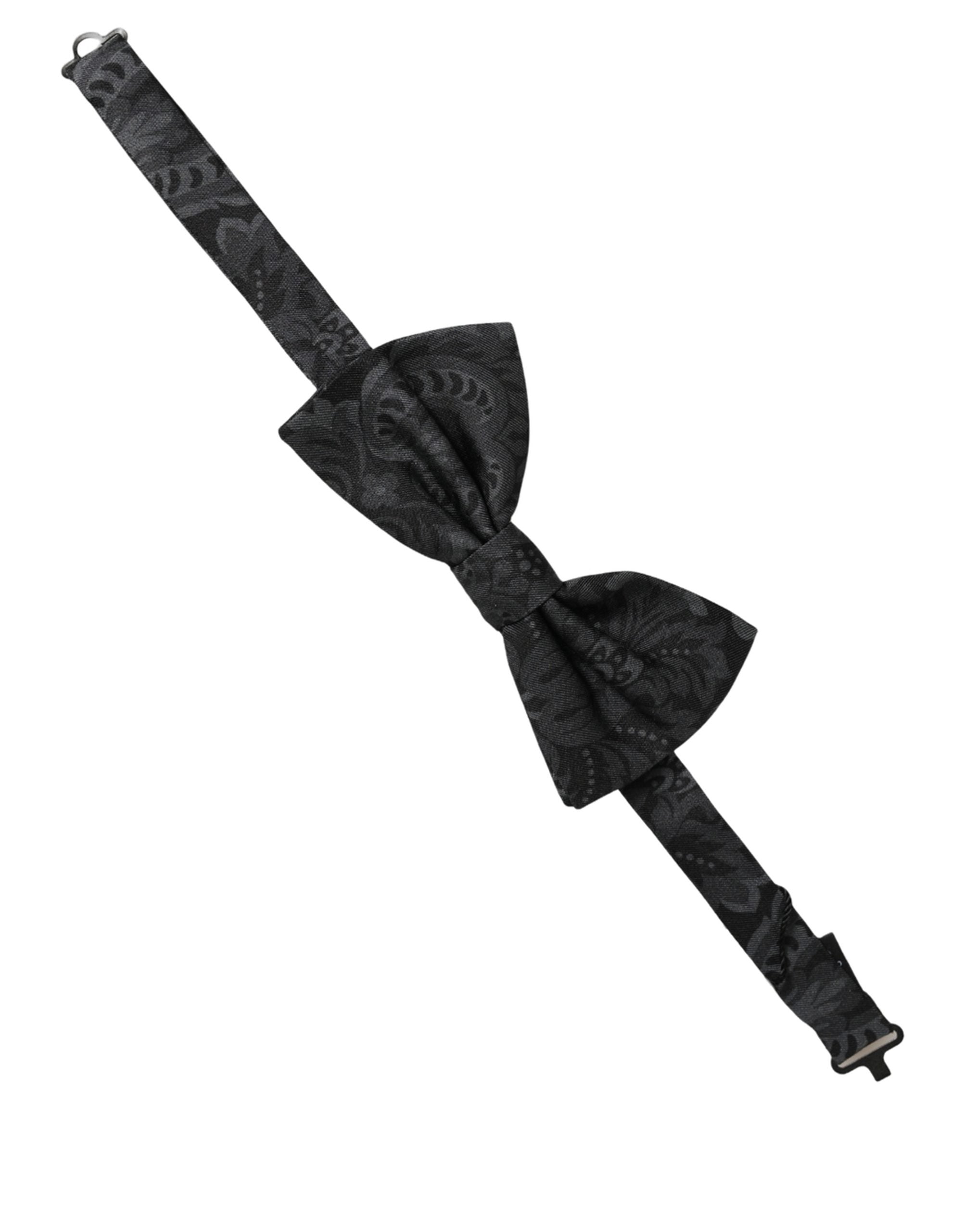 Dolce & Gabbana Black Paisley Silk Bow Tie for Timeless Elegance