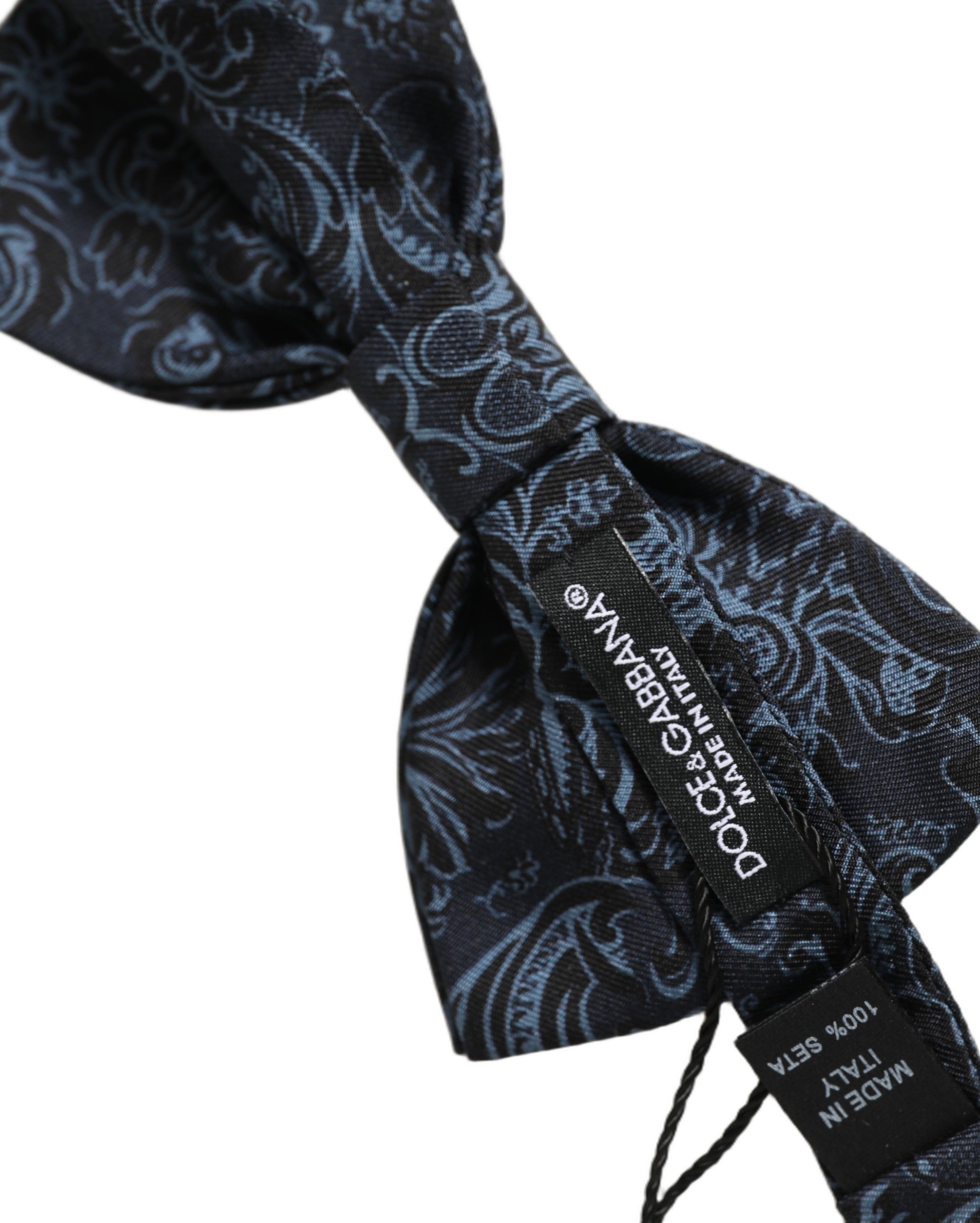 Dolce & Gabbana Black Blue Paisley Bow Tie - Luxurious Elegance