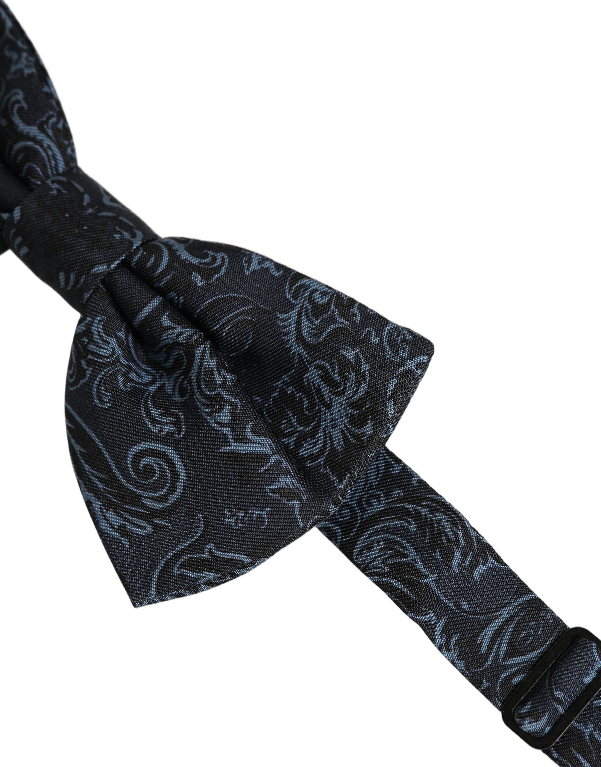 Dolce & Gabbana Black Blue Paisley Bow Tie - Timeless Luxury