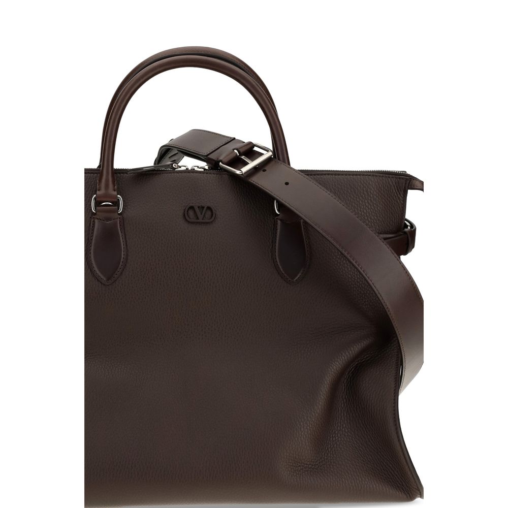 Valentino Garavani Brown Calf Leather Bos Taurus Shoulder Bag