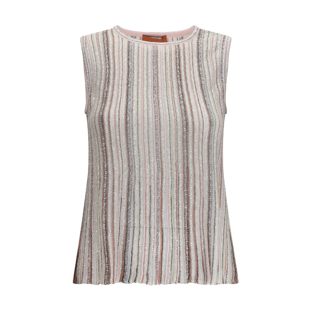 Missoni Multicolor Rayon Sleeveless T-Shirt - Luxury Glamour