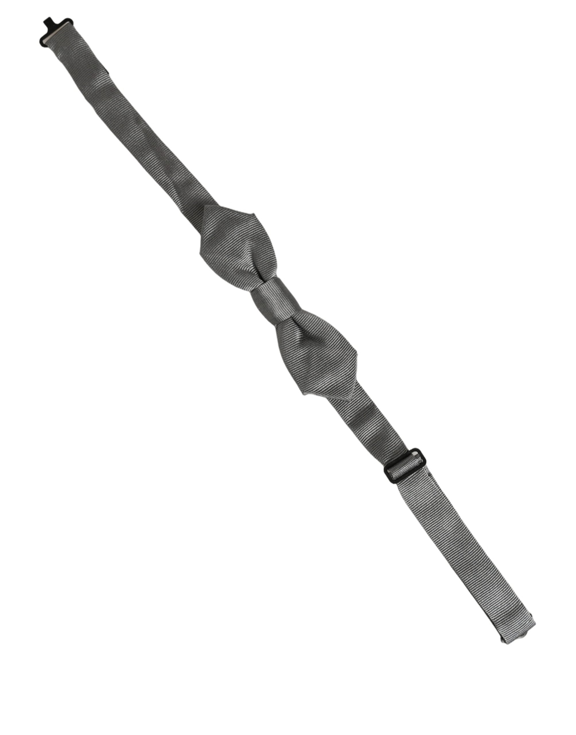 Dolce & Gabbana Gray Silk Adjustable Bow Tie for Timeless Elegance