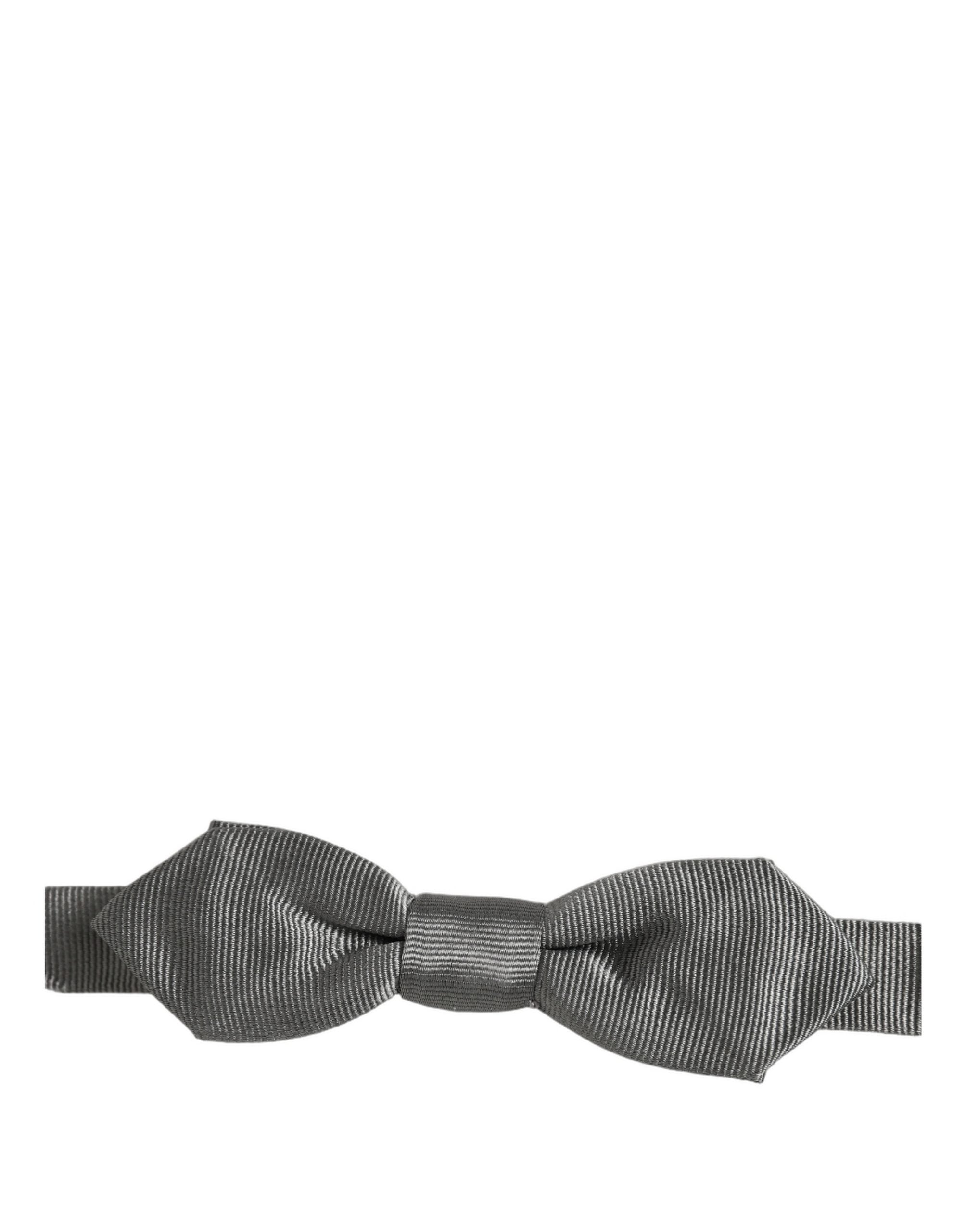 Dolce & Gabbana Gray Silk Adjustable Bow Tie - Timeless Elegance