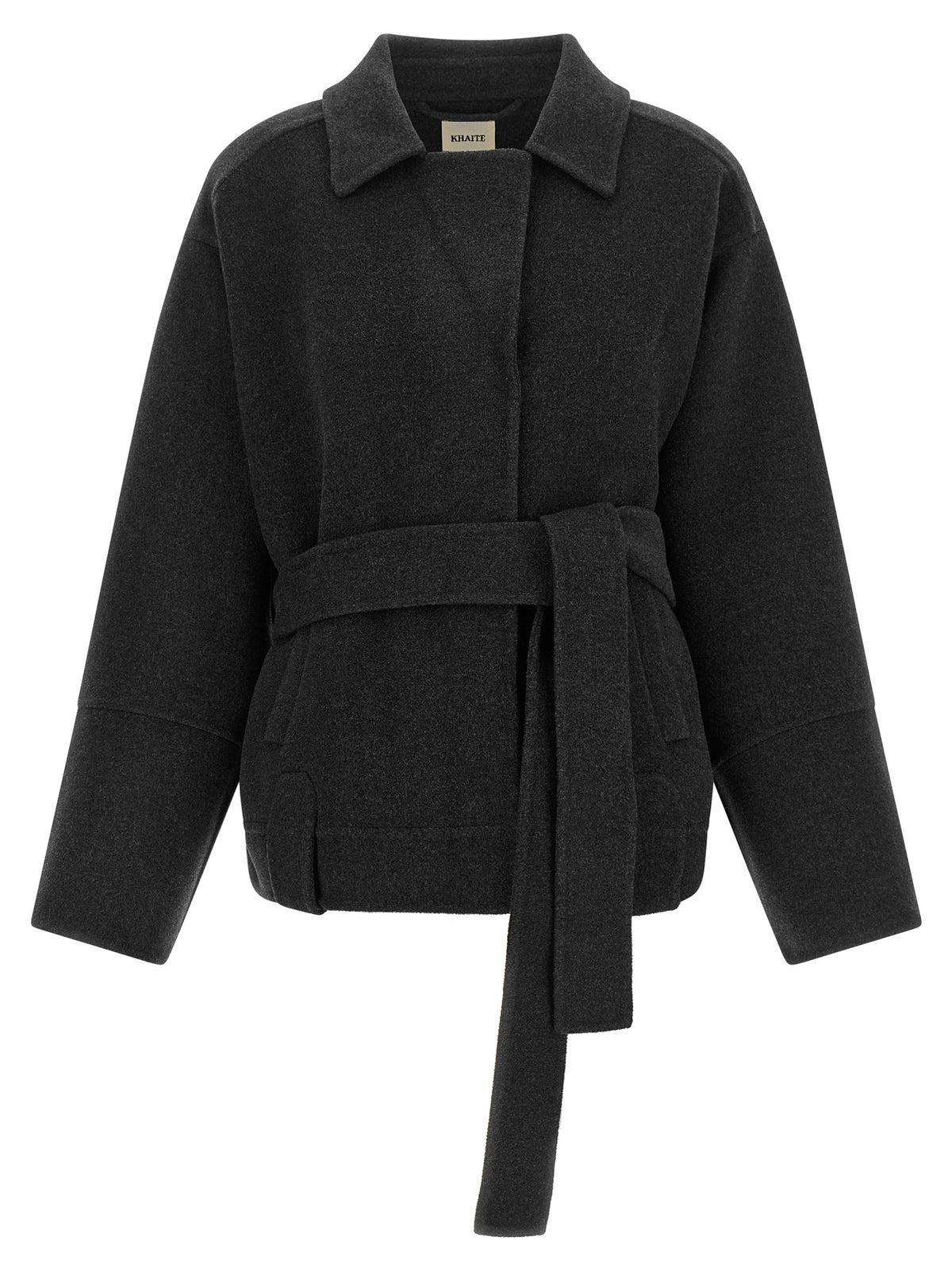 Khaite Gray Wool Full-Length Jacket – Timeless Luxury Redefined