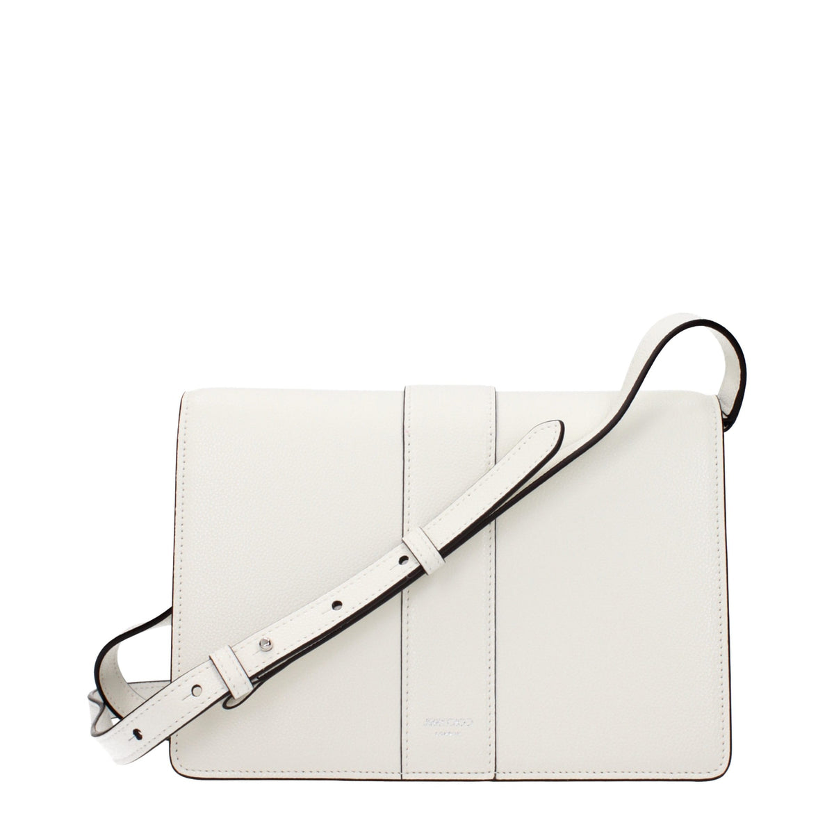 Elevate your style with the Jimmy Choo White Leather Crossbody Bag, a masterpiece of luxury craftsmanship that embodies sophistication and timeless allure.
