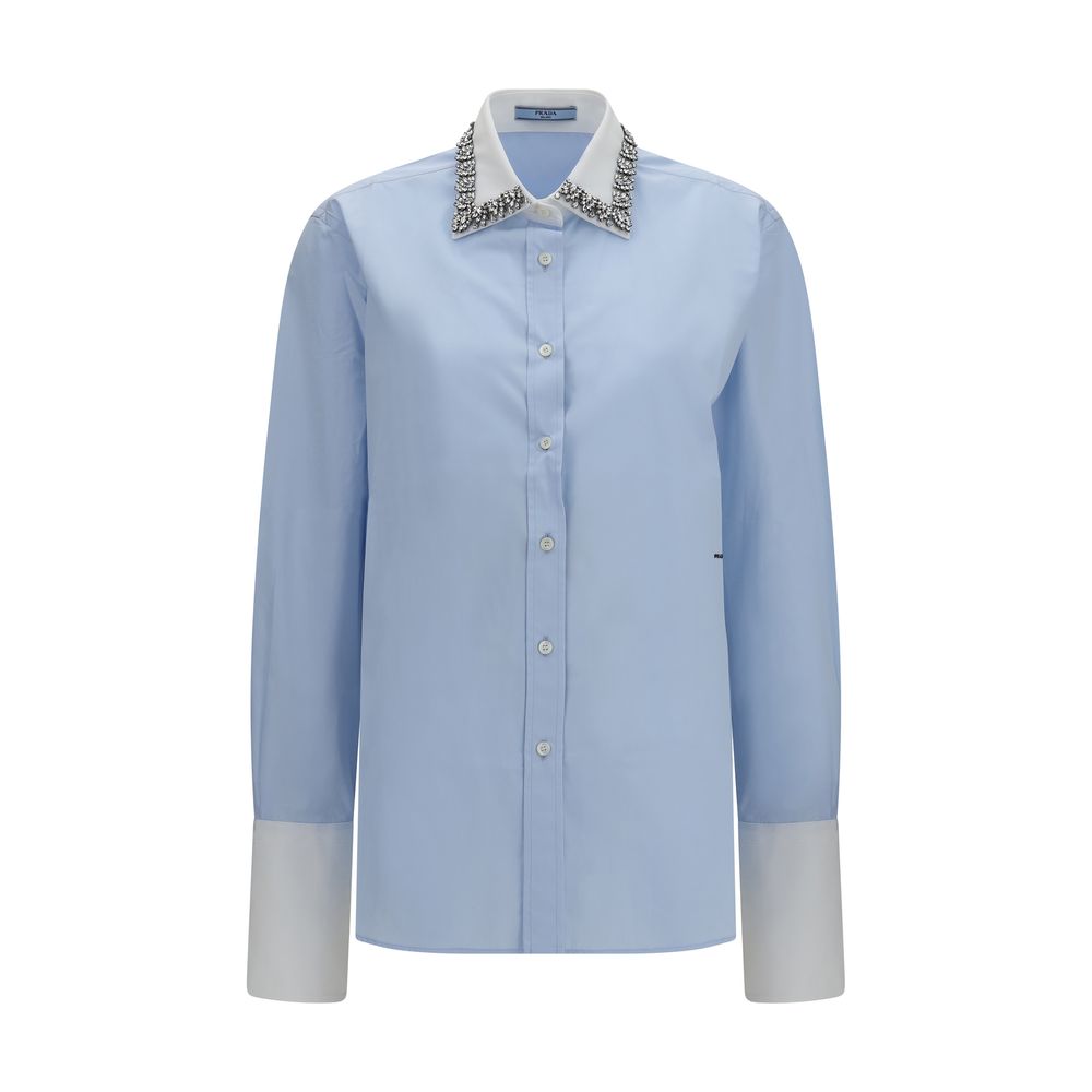 Prada Blue Cotton Dress Shirt - Luxury Elegance Redefined