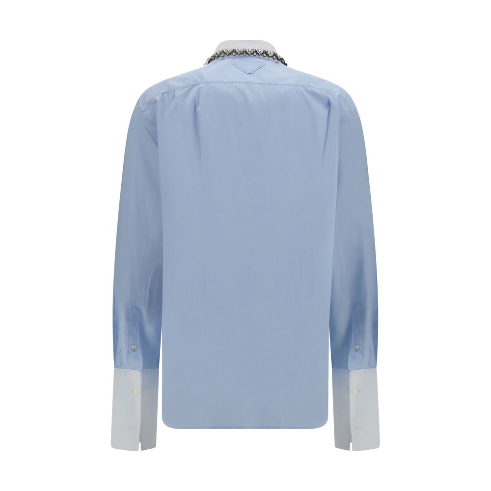 Prada Blue Cotton Dress Shirt – Luxury Elegance Redefined
