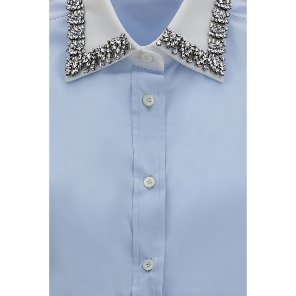 Prada Blue Cotton Dress Shirt - Luxury Elegance Redefined