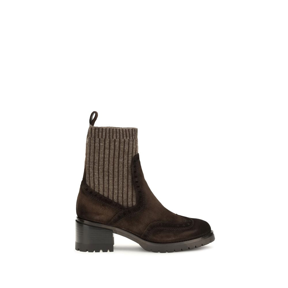 Santoni Brown Calf Leather Ankle Boots - Timeless Luxury Footwear