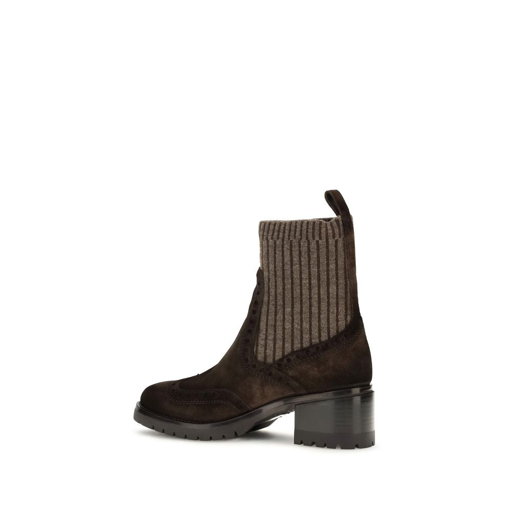 Santoni Brown Calf Leather Ankle Boots - Timeless Luxury Footwear