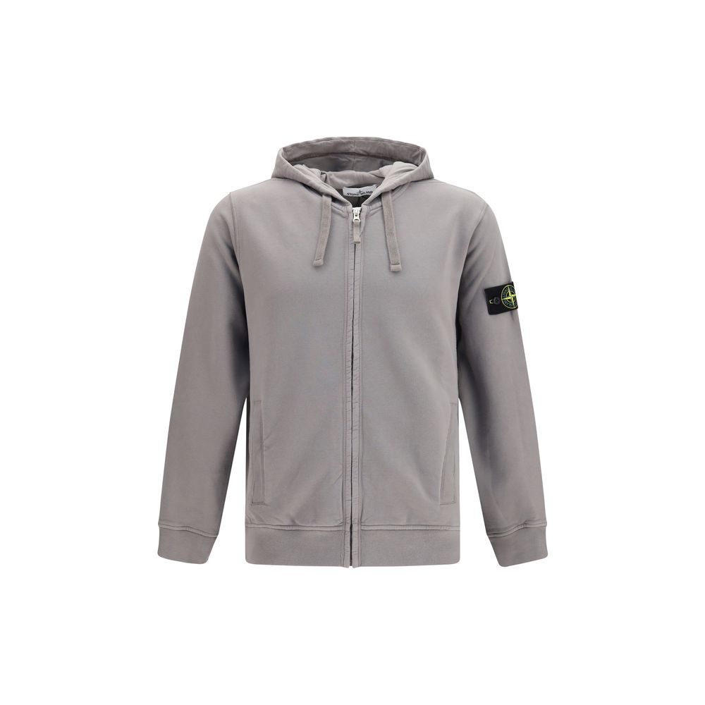 Indulge in the Stone Island Gray Cotton Sweatshirt, a masterpiece of comfort and style, featuring exquisite craftsmanship and the iconic Compass logo for timeless elegance.