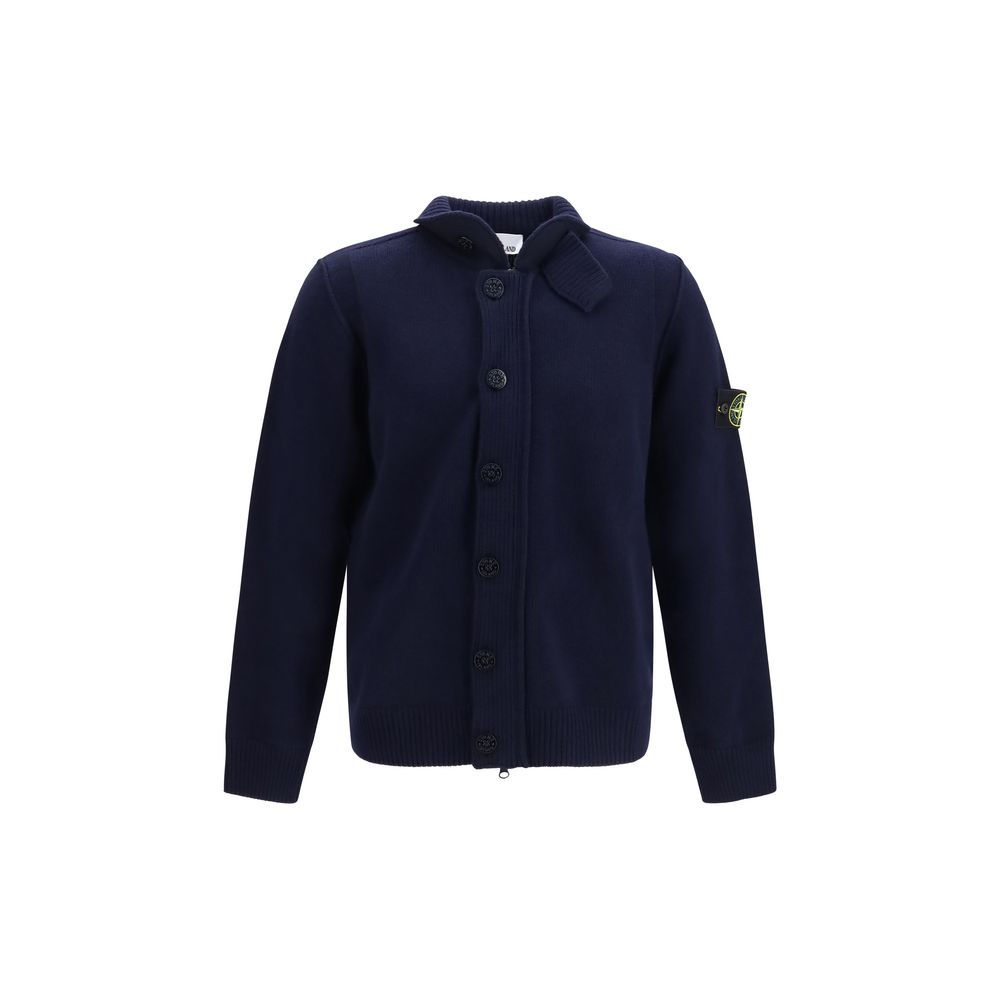 Stone Island Blue Cotton Cardigan - Timeless Luxury Knitwear