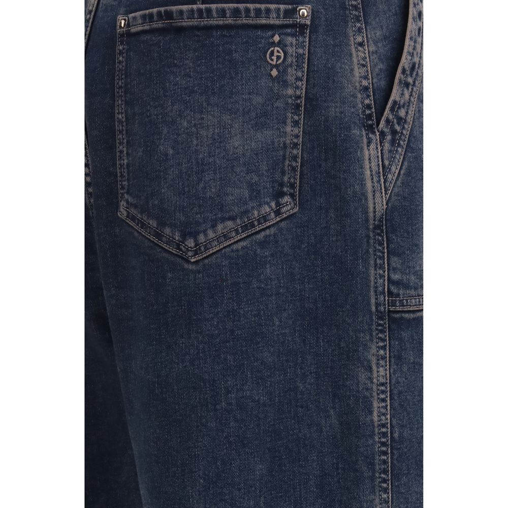 Giorgio Armani Blue Cotton Jeans Denim – Luxurious Wide-Leg Elegance