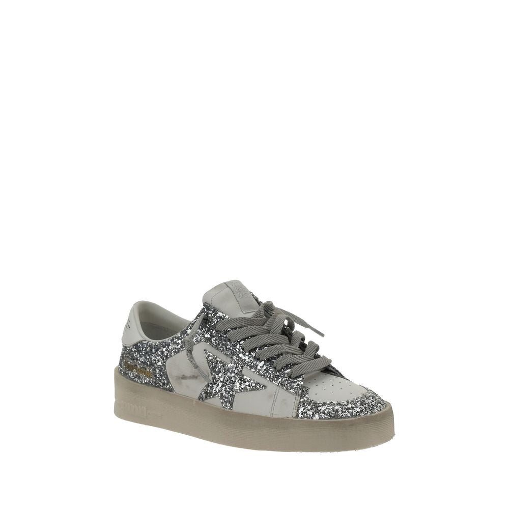 Golden Goose Gray Calf Leather Low Top Sneakers for Timeless Elegance