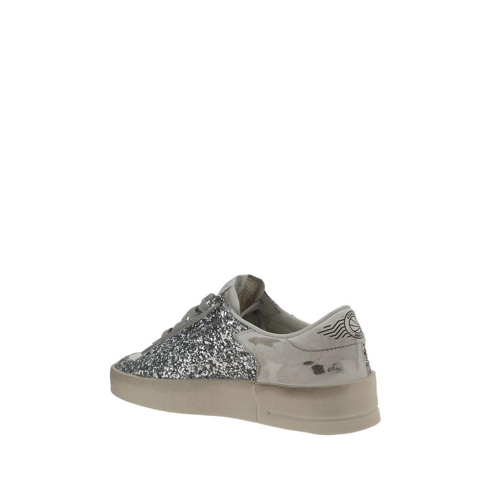 Golden Goose Gray Calf Leather Low Top Sneakers for Elegance