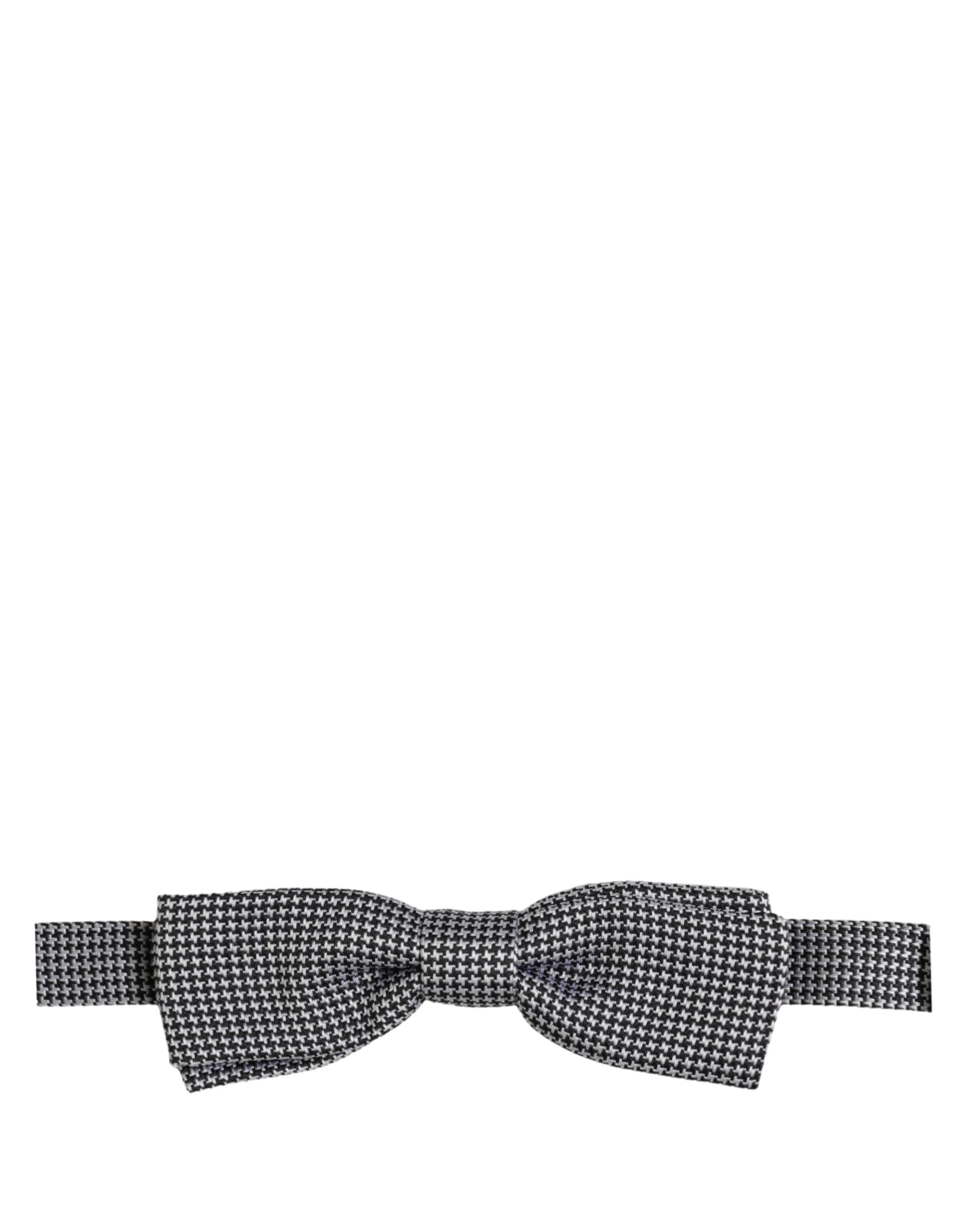Dolce & Gabbana Houndstooth Silk Bow Tie - Timeless Elegance