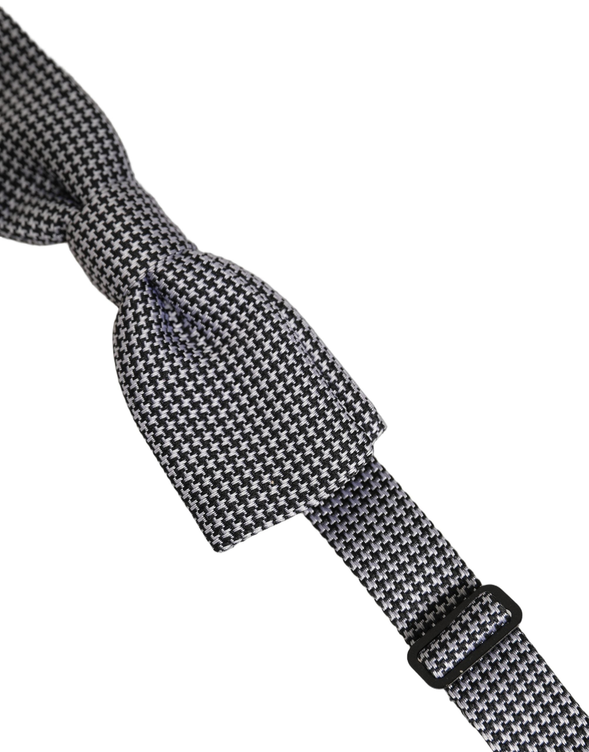 Dolce & Gabbana Houndstooth Silk Bow Tie - Timeless Elegance