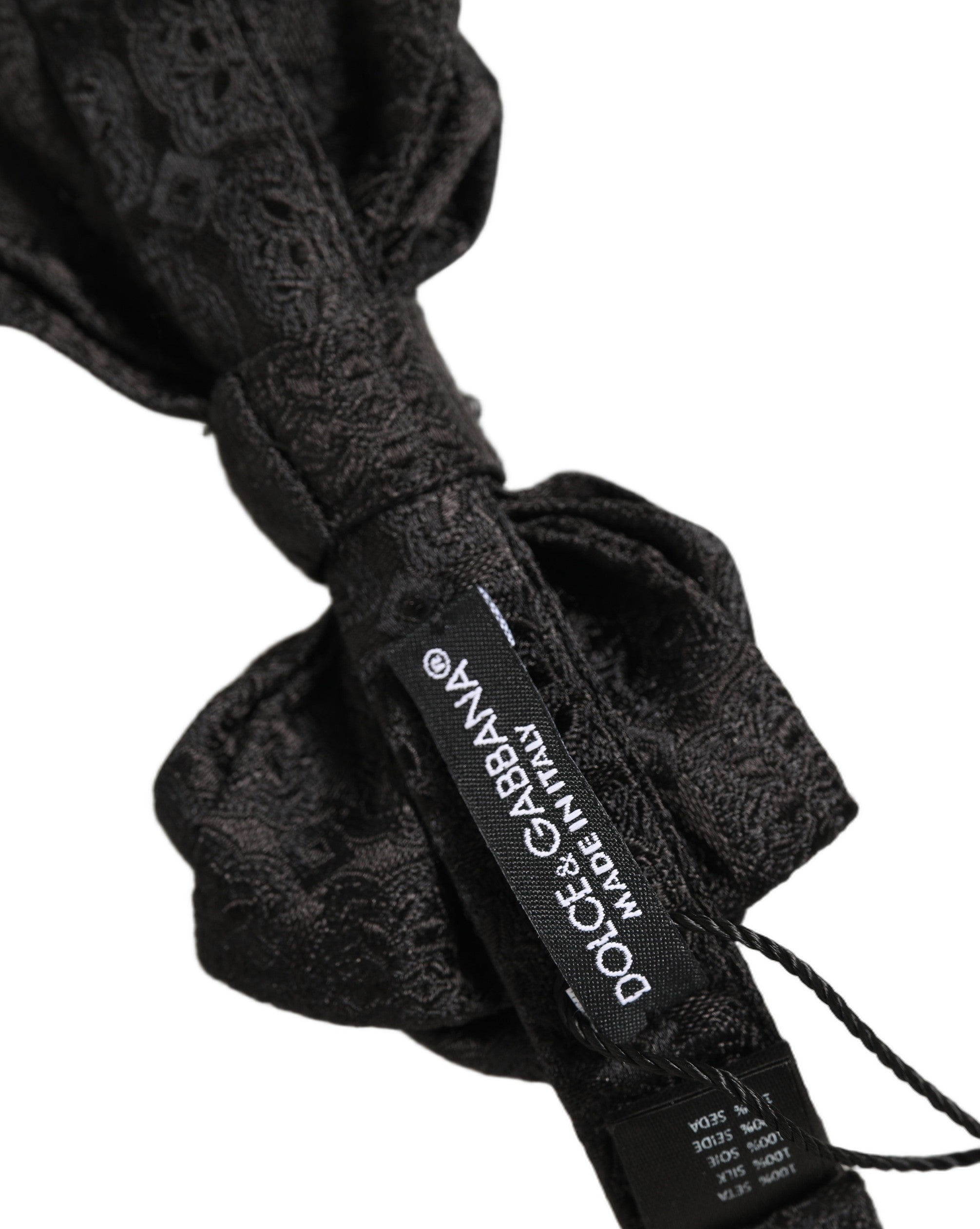 Dolce & Gabbana Black Paisley Silk Bow Tie - Timeless Elegance