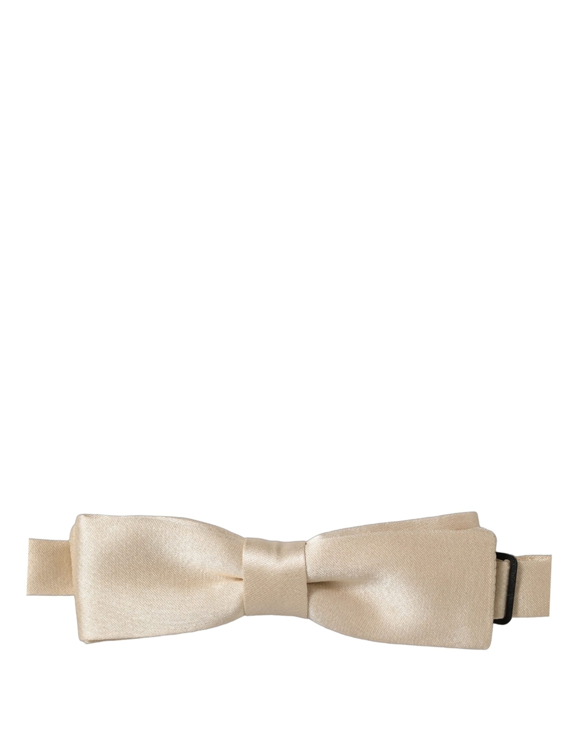 Dolce & Gabbana Silk Beige Bow Tie - Timeless Elegance