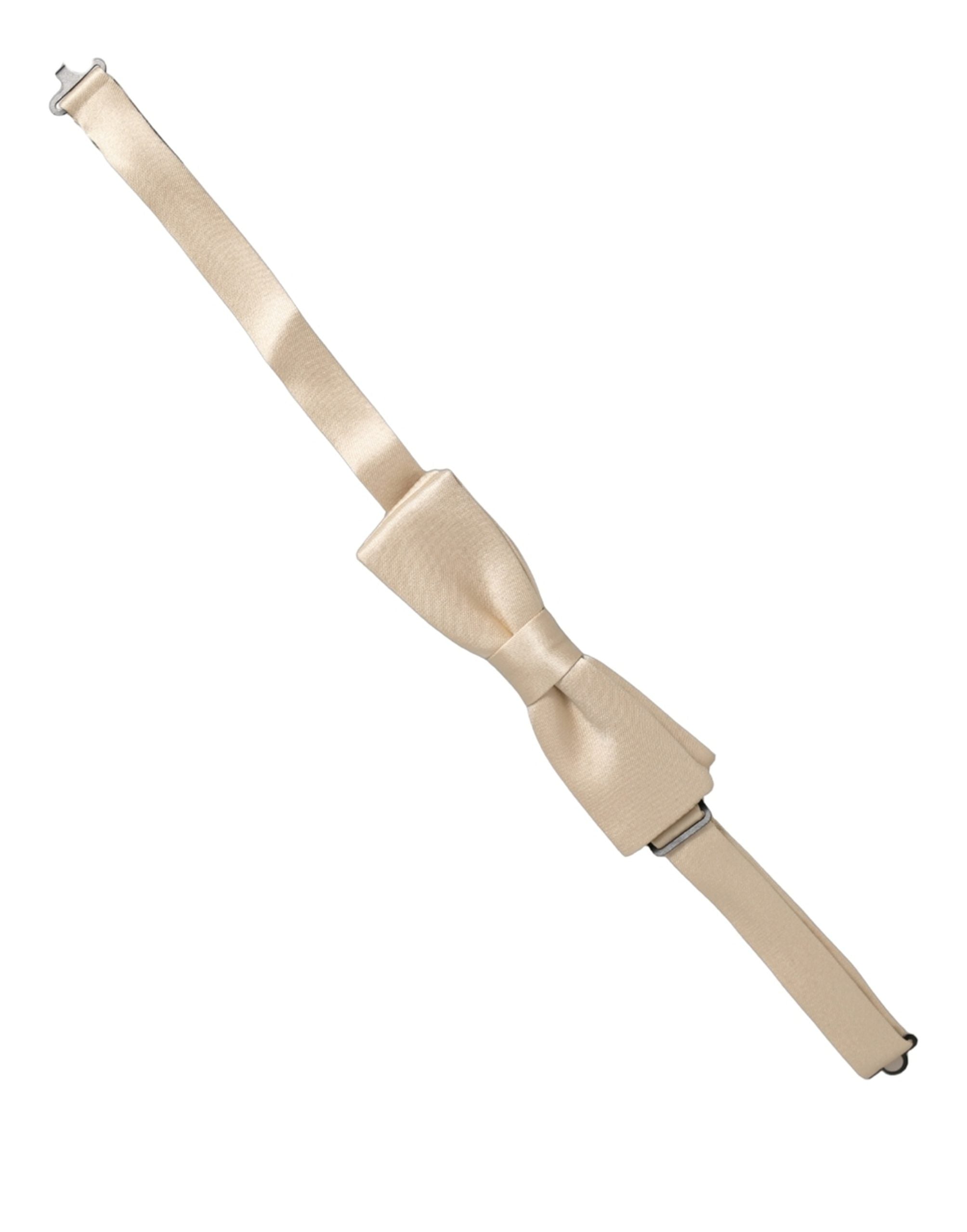 Dolce & Gabbana Silk Beige Bow Tie - Timeless Elegance