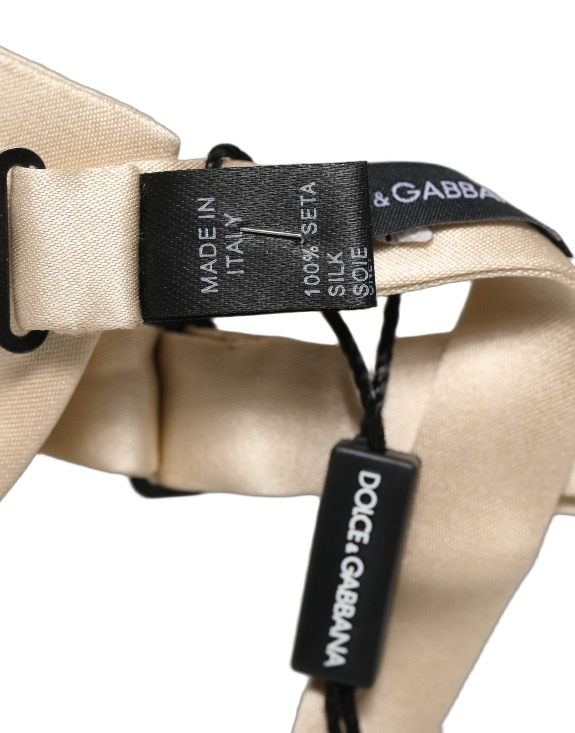 Dolce & Gabbana Silk Beige Bow Tie - Timeless Luxury Accessory