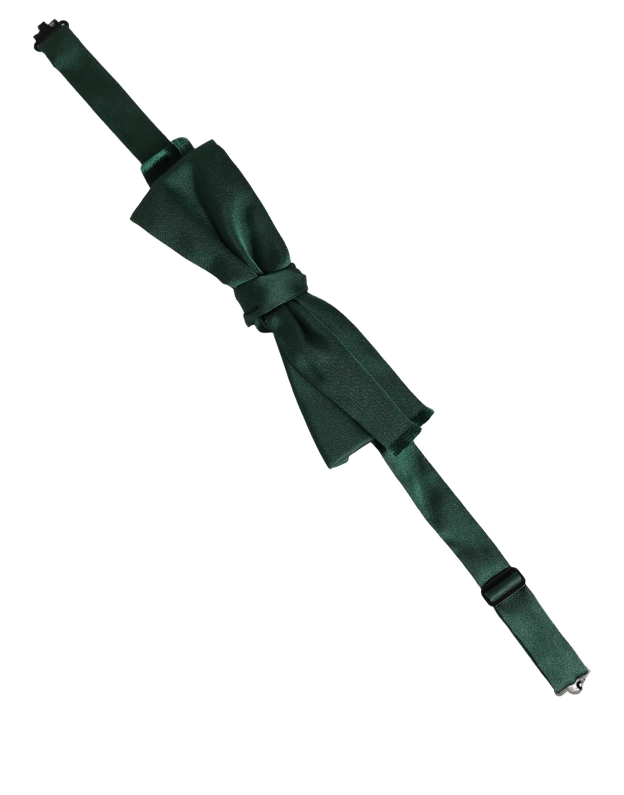 Dolce & Gabbana Dark Green Silk Bow Tie for Timeless Elegance