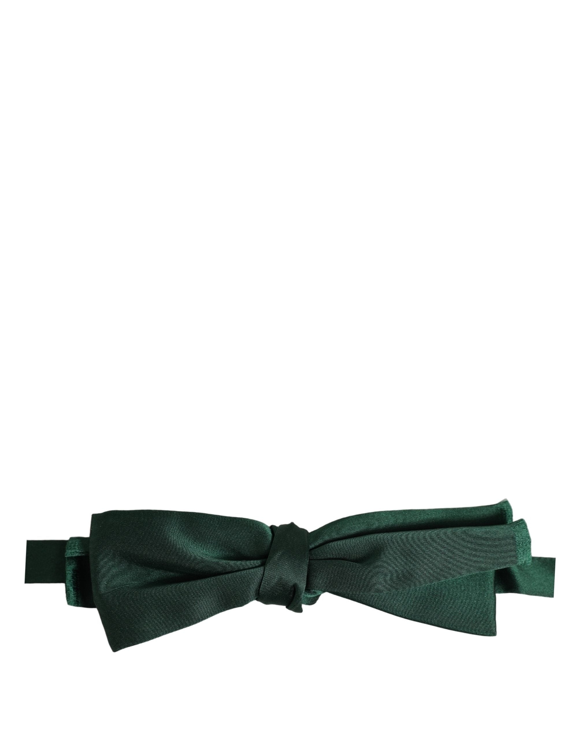 Dolce & Gabbana Dark Green Silk Bow Tie - Timeless Elegance