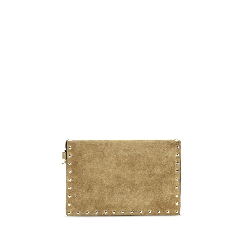Discover the Valentino Garavani Beige Suede Leather Clutch Bag, a masterpiece of haute couture craftsmanship that exudes timeless elegance and sophistication.